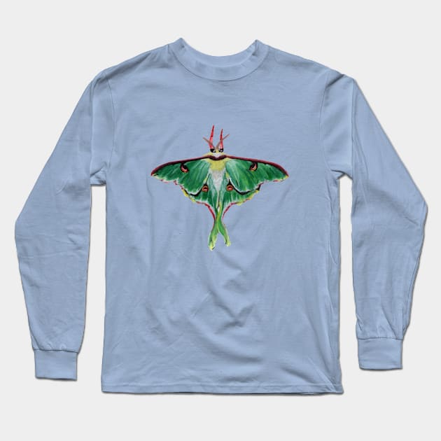 Luna Moth Long Sleeve T-Shirt by cheyroseart